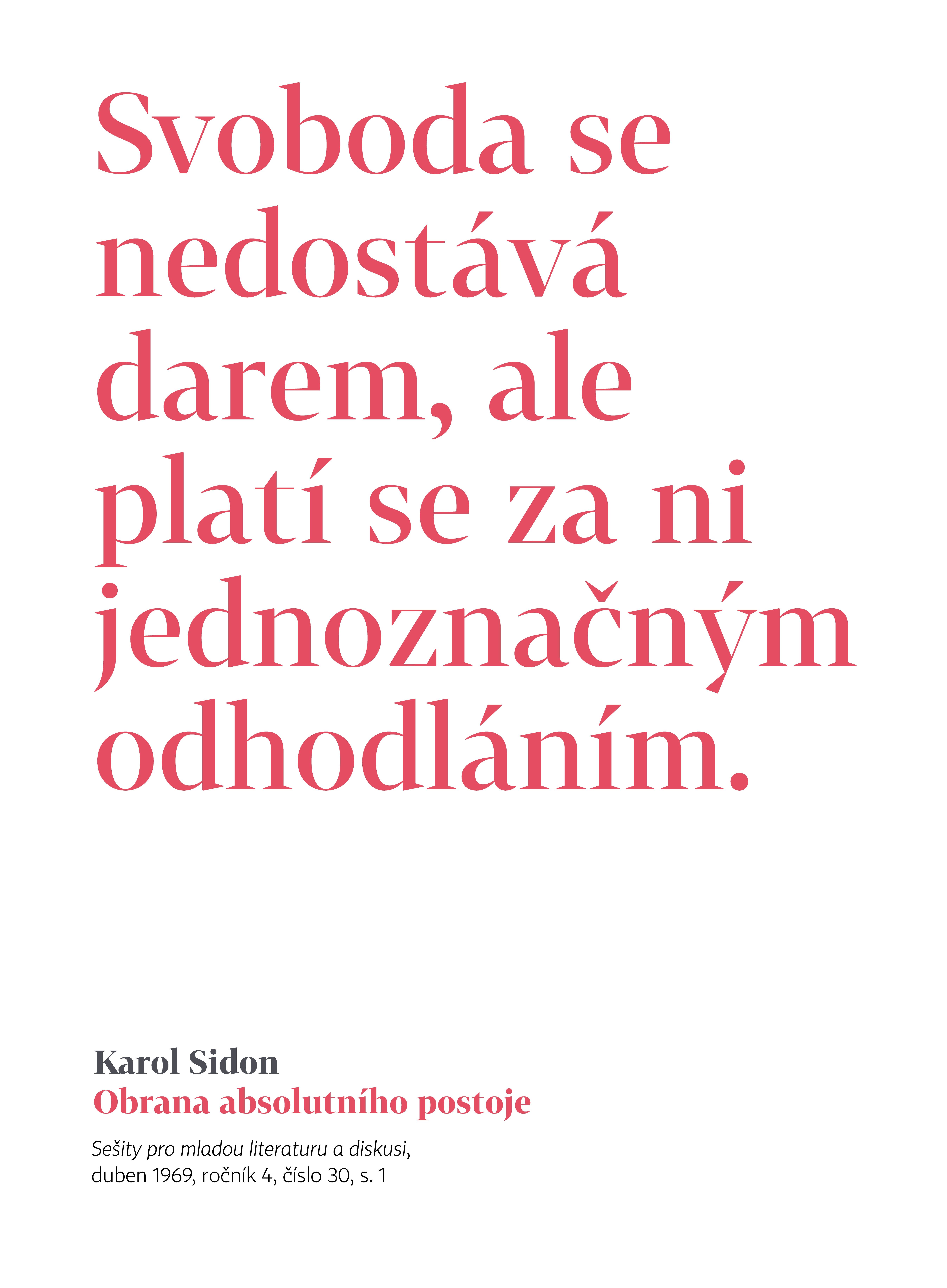 Obrana absolutního postoje - Publicistické a jiné texty z šedesátých let